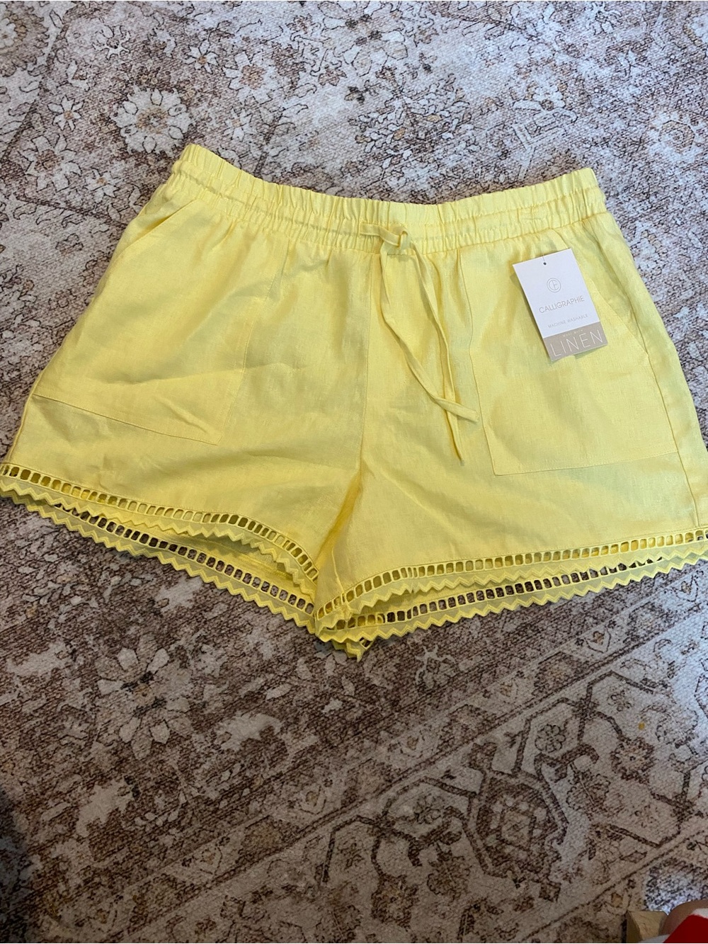 Butter Yellow Linen Blend Top with Smocked Detail